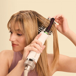 Shark SmoothStyle HT212EU Hair Styling and Drying Brush, 900W, 3 heat settings, 215°C, Ceramic coating, Natural bristles, White/silk
