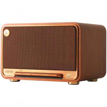 Boxa Edifier D32 BR, 60 W, Baterie pana la11 h, Audio de inalta rezolutie/wireless, Bluetooth 5.3, Wi-Fi, Apple Airplay2, DRC, DSP, Carcasa din lemn, Maro