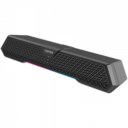 Edifier MG250 2.0 Soundbar, 5W RMS, 38.32 cm, Bluetooth V5.3, USB-A input with built-in sound card, Gaming and lighting modes, RGB, MEMS microphone, Black