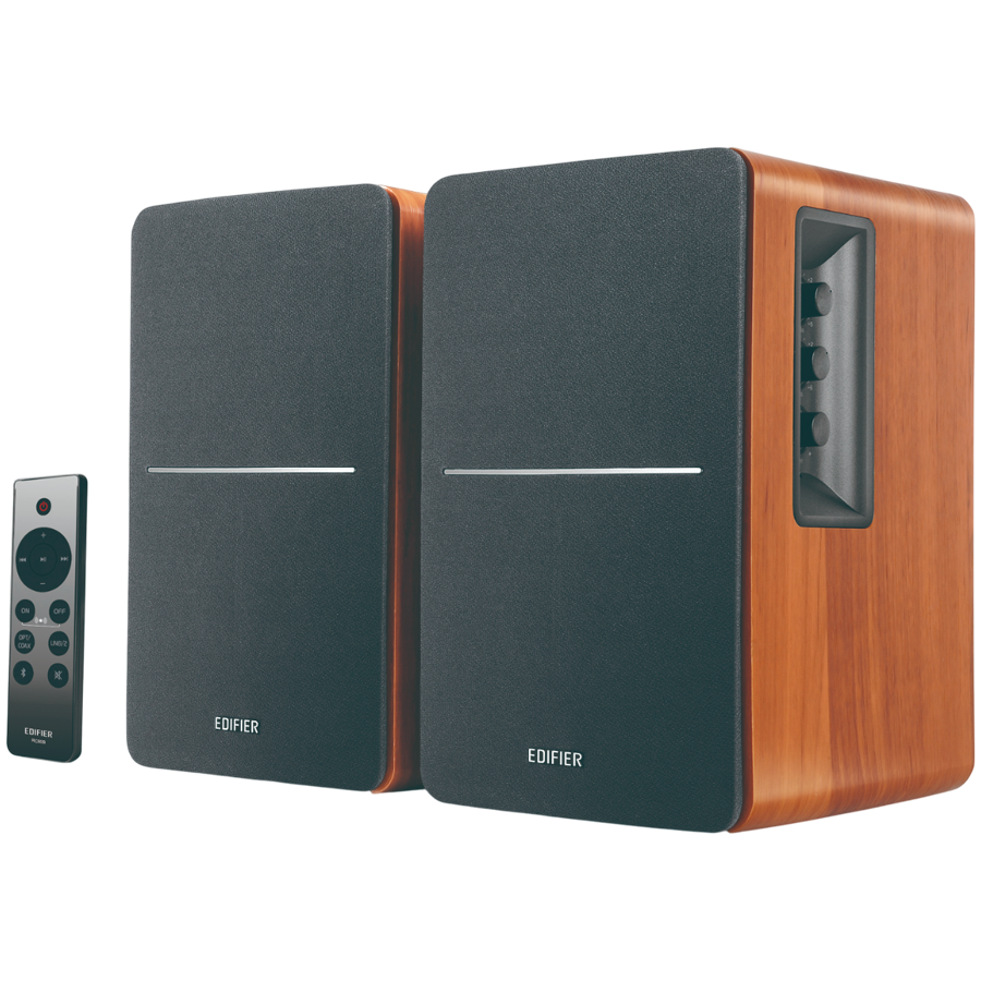 Boxe Edifier R1280DBs BR 2.0, 42 W RMS, Bluetooth V5.1, 2 RCA, Crossover activ, Subwoofer activ, Control bas si inalte, Maro