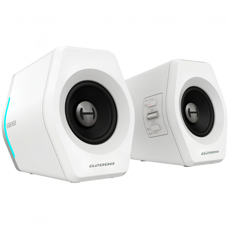 Boxe pentru jocuri Edifier G2000 2.0 WH, 16 W RMS, BT V5.1, USB, AUX, RGB, Hi-Fi, 3 moduri, Memorie setari, Alb