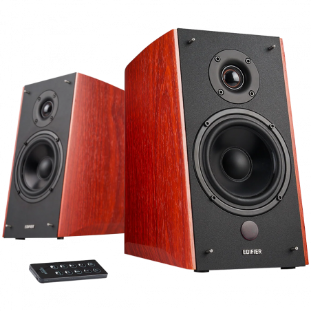 Edifier R2000DB BR 2.0 Speakers, 120W RMS, Bluetooth, 3.5mm to RCA, DSP, Eagle Eye drivers, 10° tilt, Remote control, MDF cabinet, Brown