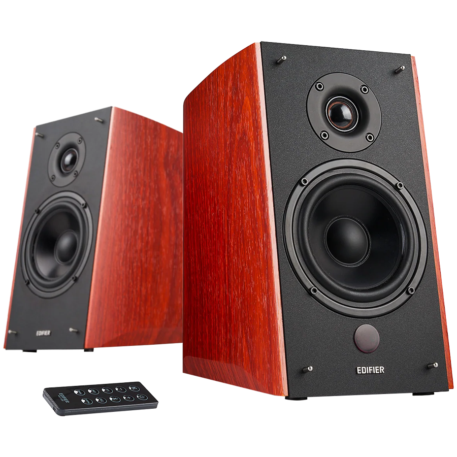 Boxe Edifier R2000DB BR 2.0, 120 W RMS, Bluetooth, 3,5 mm la RCA, DSP, Difuzoare Eagle Eye, Inclinare 10 °C, Telecomanda, Carcasa MDF, Maro