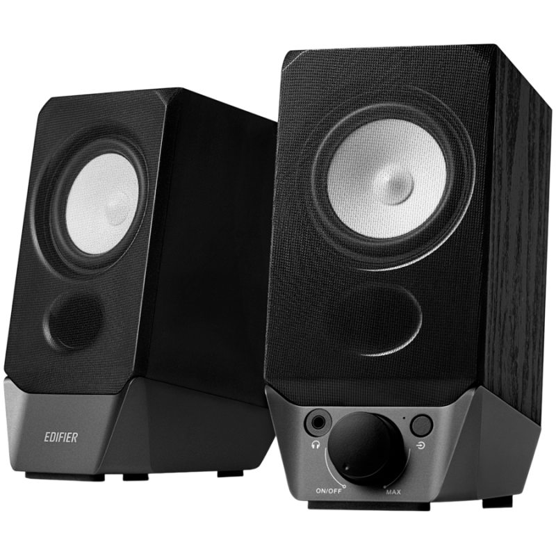 Boxe Edifier R19BT 2.0, 4 W RMS, Bluetooth V5.3, USB, AUX, Design inclinat, Port frontal de 3,5 mm, Negru