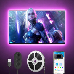 Σετ Smart LED ταινία για τηλεόραση Govee H61780A1 TV LED Backlight, 5W, 3 m, Κατάλληλη για 46-65", WiFi, Bluetooth, Εφαρμογή για κινητά, 90 διόδους, RGBIC, Μαύρο