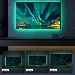 Σετ Smart LED ταινία για τηλεόραση Govee H61780A1 TV LED Backlight, 5W, 3 m, Κατάλληλη για 46-65", WiFi, Bluetooth, Εφαρμογή για κινητά, 90 διόδους, RGBIC, Μαύρο