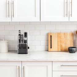 Комплект кухненски ножове с точило Ninja K32014EUUK, 6 части, StaySharp, Ергономичен дизайн, Черен