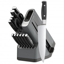 Σετ μαχαιριών κουζίνας με ακονιστήρι Ninja K32014EUUK, 6 τεμαχίων, StaySharp, Εργονομικός σχεδιασμός, Ασημί/μαύρο