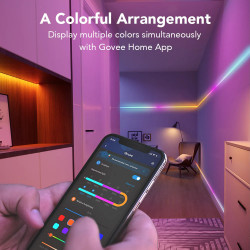 Smart LED banda Govee RGBIC H612ACD1, 24 W, 5 m, RGBICW, 120 LED-uri, Bluetooth, Wi-Fi, Matter, Alexa, Google Assistant, Negru