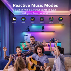 Έξυπνη λωρίδα LED Govee RGBIC H612ACD1, 24 W, 5 m, RGBICW, 120 LED, Bluetooth, Wi-Fi, μαύρο