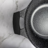 Royalty Line RL-BS30ML Deep Pot, 30 cm, 7 L, Marble Non-Stick Coating, Glass Lid, PFOA-Free, Induction Compatible, Black