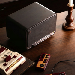 Boxa Edifier D32 BL-WALNUT, 60 W, Baterie pana la 11 h, Audio de inalta rezolutie/wireless, Bluetooth 5.3, Wi-Fi, Apple Airplay2, DRC, DSP, Carcasa din lemn, Negru/Maro