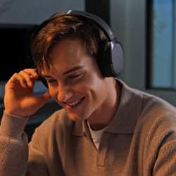 Casti fara fir Edifier WH950NB negre, 40 mm, 55 ore, Difuzoare dinamice acoperite cu titan, 3 moduri, Timer, Bluetooth V5.4, ANC, ENC, Hi-Res, Negru