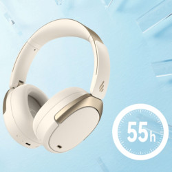 Casti fara fir Edifier WH950NB Ivory, 40 mm, 55 h, Difuzoare dinamice acoperite cu titan, 3 moduri, Timer, Bluetooth V5.4, ANC, ENC, Hi-Res, Bej