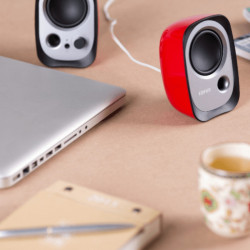 Edifier R12U 2.0 Audio System, USB, AUX, 2.25-inch Drivers, 4W (RMS), Volume Control, Red