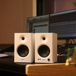 Edifier MR4 Active Studio Monitors, RCA, AUX, TRS, 1-inch Tweeters, 4-inch Woofers, 42W (RMS), Control Knob, White