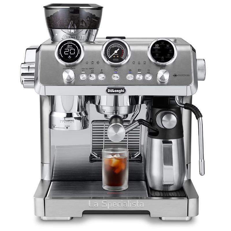 Еспресо машина DeLonghi EC9885.M La Specialista Maestro, 1450W, 19 bar, 2.5 л, 5 темп, 15 нива на смилане, Thermoblock, My LatteArt, LatteCrema, Сребрист