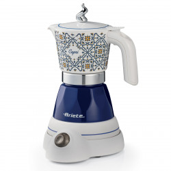 Ariete Moka Vintage Capri 1358/1C Electric Coffee Maker, 400W, 4 cups, Cordless, 360-degree swivel base, White/Blue