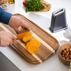 Tefal K297S244 Kitchen Knife, 20 cm, Stainless Steel, Stand with Built-in Sharpener, Finger Guard, Black