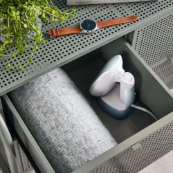 Tefal DT3041E1 Steam Iron, 1300W, 0.12 L, 20 g/min, Vertical Ironing, Ceramic Soleplate, Foldable, White/Blue