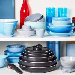 Σετ τηγάνια Tefal Ingenio Easy Cook & Clean L1539053, 10 τεμάχια, Αφαιρούμενες λαβές, Αντικολλητική επίστρωση, Thermo Signal, Μαύρο