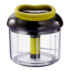 Tocator manual cu funie,Tefal K1320404 0,9 L, Mecanism automat de retragere a funiei, 2 lame otel, blocare capac, negru/verde