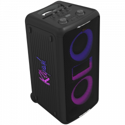 Преносима аудио система Klipsch Miami Black, 18 часа, 5000 mAh, Bluetooth 5.2, AUX, USB, Daisy Chain, Ultra Bass, Party Link, Караоке, Микрофон, Черен