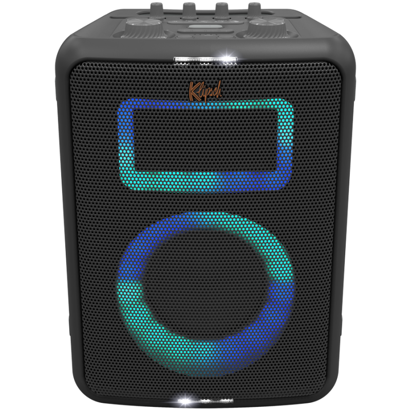 Klipsch Vegas Black Portable Audio System, 4400 mAh, 12 hours, Bluetooth 5.2, AUX, USB, Microphone, Ultra Bass, Party Link, RGB Lighting Effects, Mobile App, Black