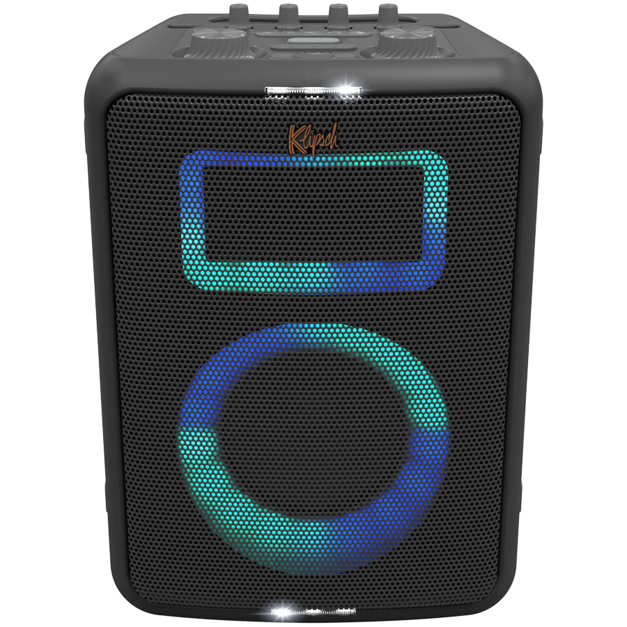 Преносима аудио система Klipsch Vegas Black, 4400 mAh, 12 часа, Bluetooth 5.2, AUX, USB, Микрофон, Ultra Bass, Party Link, Светлинни ефекти RGB, Мобилно приложение, Черен