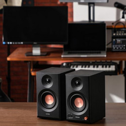 Edifier MR3 Active Studio Monitors, BT V5.4, RCA, AUX, 1-inch Tweeters, 3.5-inch Drivers, 36W (RMS), Tone Control Dials, Black