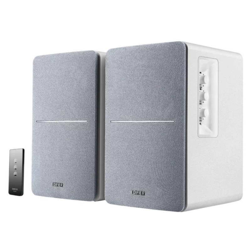Ηχεία Edifier R1280T WH-SL 2.0, 42W RMS, 2xRCA, Τηλεχειριστήριο, Ξύλινο περίβλημα, Λευκό/ασημί