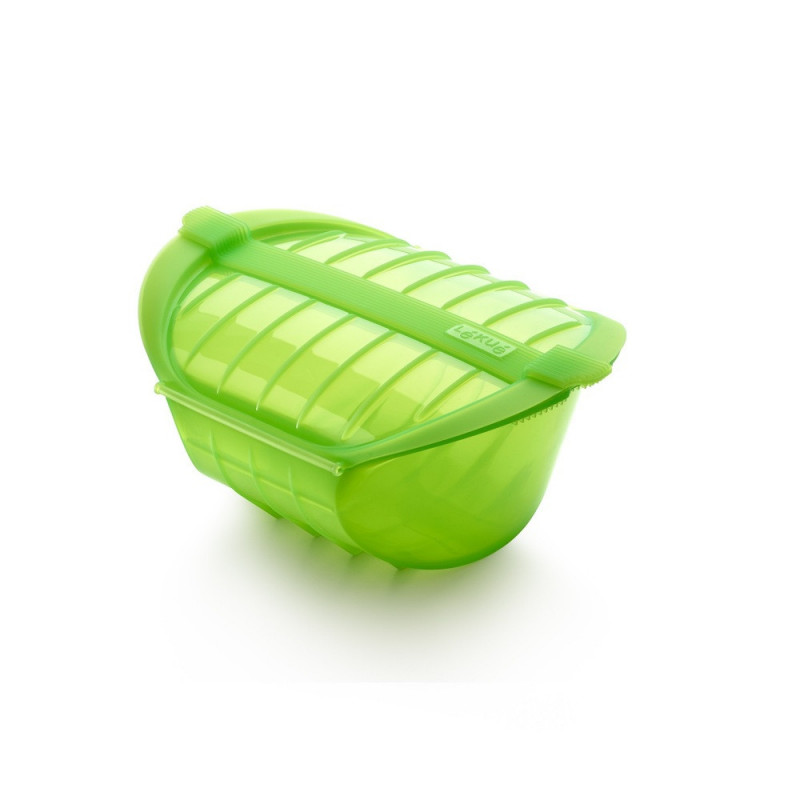 Lekue 1009027 Microwave Steamer, 500 ml, 1–2 servings, Platinum Silicone, Green