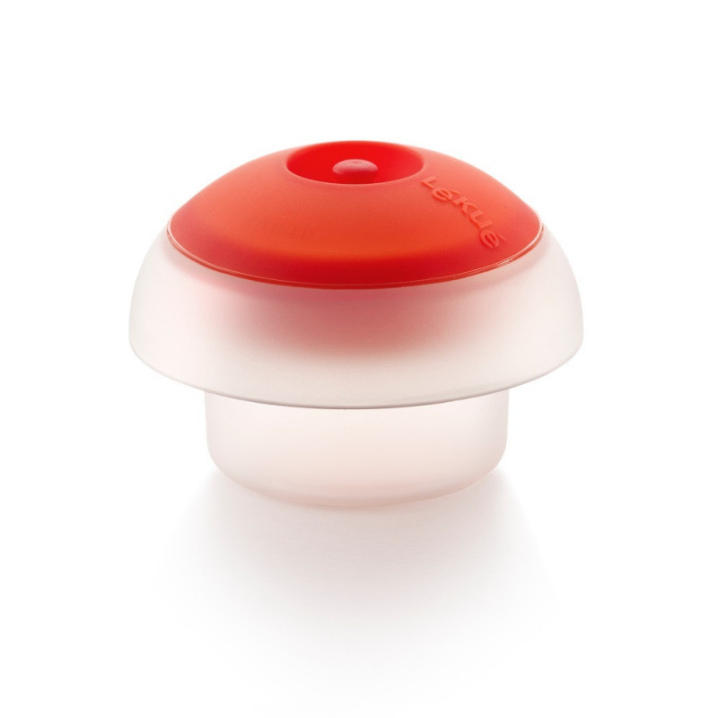 Lekue 1009028 Microwave Egg Cooker, 100 ml, For 1 Egg, Platinum Silicone, Clear/Red