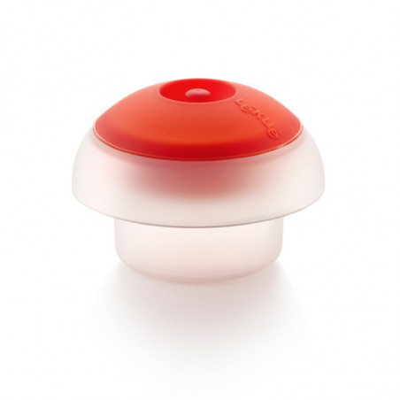 Recipient gatit oua la cuptorul cu microunde Lekue 1009028, 100 ml, 1 ou, Silicon platinat, Transparent/Rosu