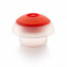 Recipient gatit oua la cuptorul cu microunde Lekue 1009028, 100 ml, 1 ou, Silicon platinat, Transparent/Rosu
