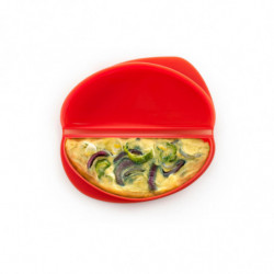 Lekue 1009029 Microwave Omelet Dish, 23 x 10 x 3.5 cm, Platinum Silicone, -60 to +220°C, Clear/Red