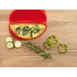 Lekue 1009029 Microwave Omelet Dish, 23 x 10 x 3.5 cm, Platinum Silicone, -60 to +220°C, Clear/Red