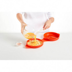 Lekue 1009030 Microwave Omelet Dish, 25 x 19 x 5 cm, Platinum Silicone, -60 to +220°C, Clear/Red