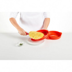 Lekue 1009030 Microwave Omelet Dish, 25 x 19 x 5 cm, Platinum Silicone, -60 to +220°C, Clear/Red