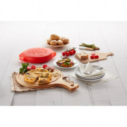 Lekue 1009030 Microwave Omelet Dish, 25 x 19 x 5 cm, Platinum Silicone, -60 to +220°C, Clear/Red