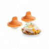 Lekue 1009031 2-Piece Egg-Baking Set, 11x4.5x7 cm, Platinum Silicone, -20 to +100°C, Orange