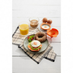 Lekue 1009031 2-Piece Egg-Baking Set, 11x4.5x7 cm, Platinum Silicone, -20 to +100°C, Orange