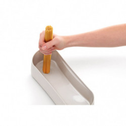 Σκεύος για μαγείρεμα ζυμαρικών στο φούρνο μικροκυμάτων Lekue 1009032, 1,5 λίτρα, 28x11x11,2 εκ., πλατινένιο σιλικόνη, από -20 έως +100C, λευκό/καφέ