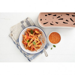 Lekue 1009032 Microwave Pasta Cooker, 1.5 liters, 28x11x11.2 cm, Platinum Silicone, -20 to +100°C, White/Brown