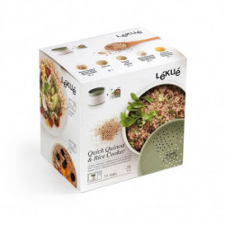 Lekue 1009033 Microwave Rice and Quinoa Cooker, 1 liter, Up to 4 servings, 17.8 x 13 cm, -20 to +100°C, White/Green