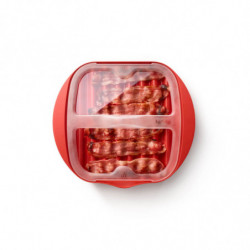 Lekue 1009034 Microwave Bacon Cooker, Holds up to 6 slices of bacon, 25x28x6 cm, -20 to +150°C, Red