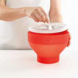 Lekue 1009035 Microwave Popcorn Maker, 2.8 liters, Ø20x14.5 cm, Serves up to 3 people, -60 to +220°C, Red