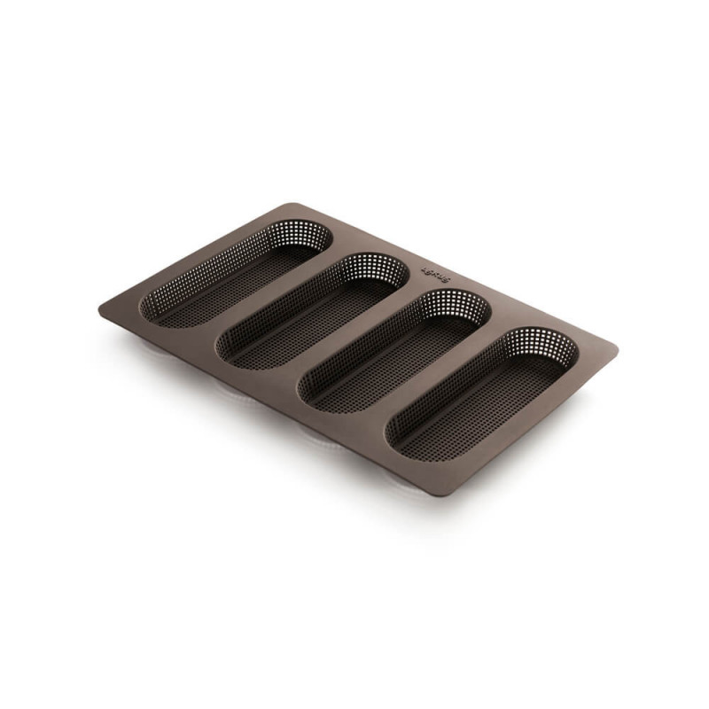 Lekue Baguette Baking Pan 1009039, 29x20x2 cm, 600 ml, 4 compartments, Platinum silicone, -60 to +220°C, Brown