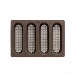 Lekue Baguette Baking Pan 1009039, 29x20x2 cm, 600 ml, 4 compartments, Platinum silicone, -60 to +220°C, Brown