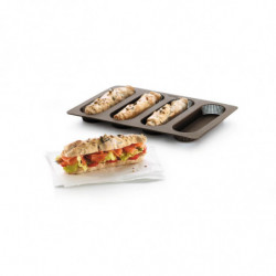 Lekue Baguette Baking Pan 1009039, 29x20x2 cm, 600 ml, 4 compartments, Platinum silicone, -60 to +220°C, Brown